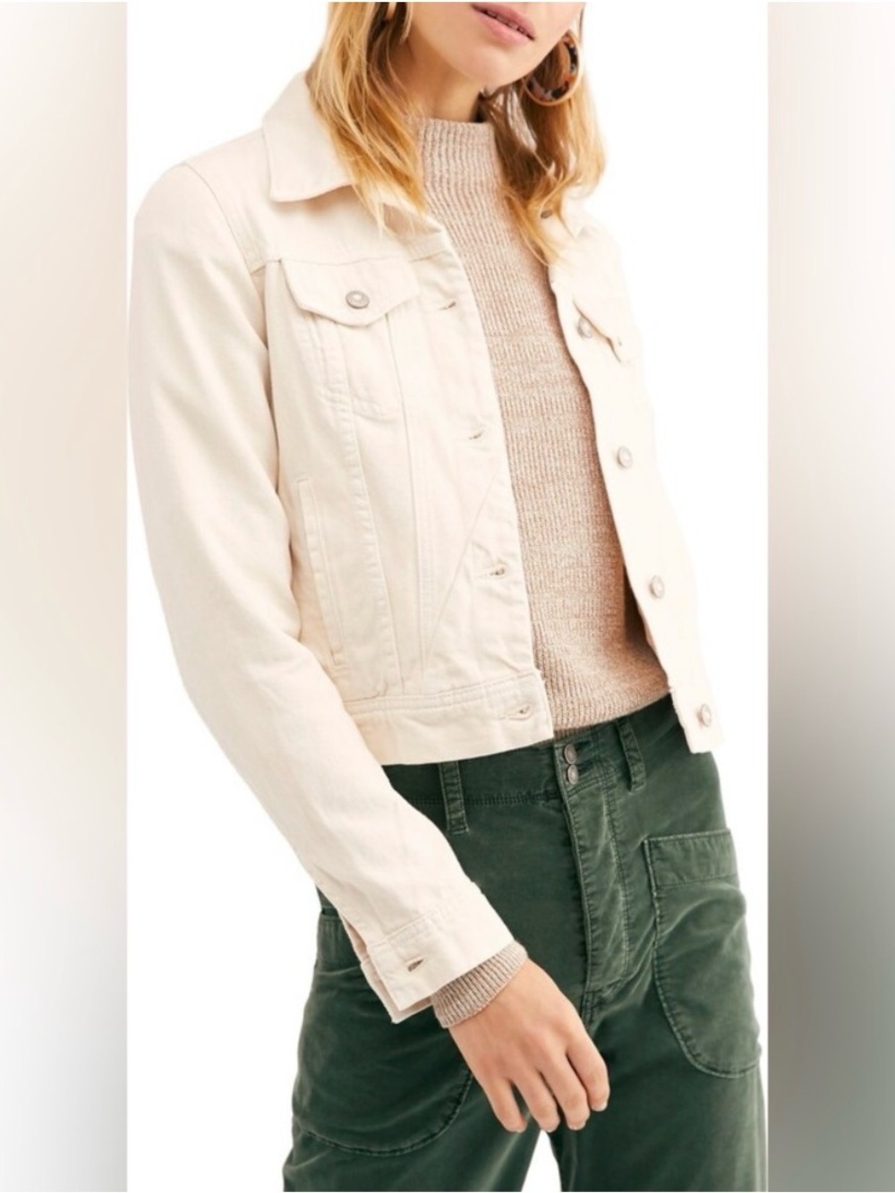 Free People Rumors denim jacket in ecru, size S - Picture 9 of 9